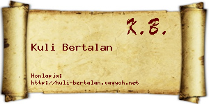 Kuli Bertalan névjegykártya